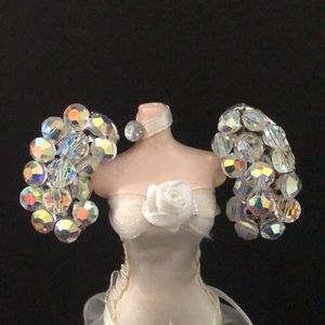Vintage Crystal Aurora Borealis Clip Earrings Bridal Wedding